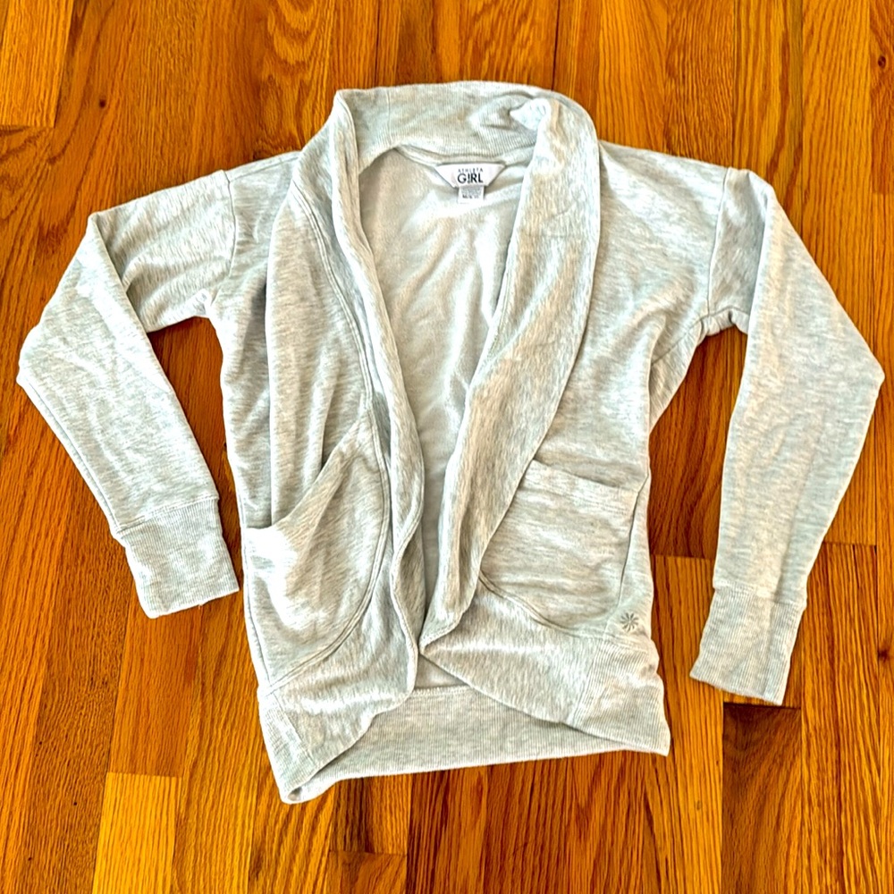 Athleta Girl Cozy Long Sleeve Wrap Cardigan in Light Heather Grey Size M/8-10